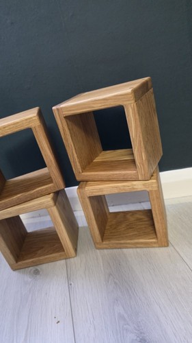 Solid oak cube wall shelf - wall,