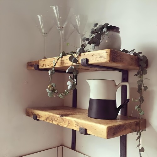 Rustic wooden shelf - wooden, urban