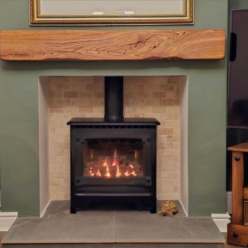 Solid oak fireplace mantel - fireplace,